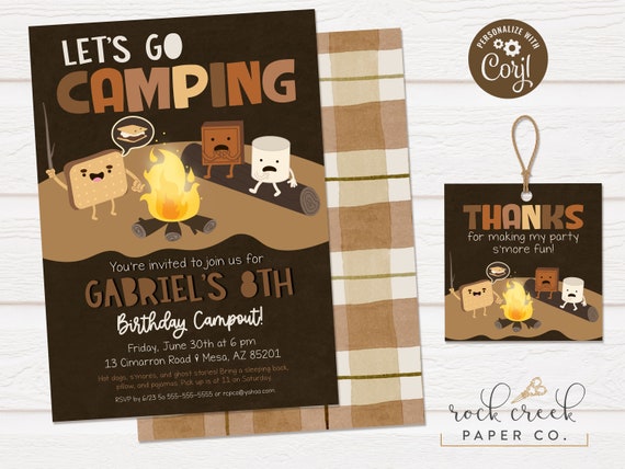 Campfire S mores Birthday Invitation Bonfire Birthday Camping S campfire-s-mores-birthday-invitation-bonfire-birthday-camping-s