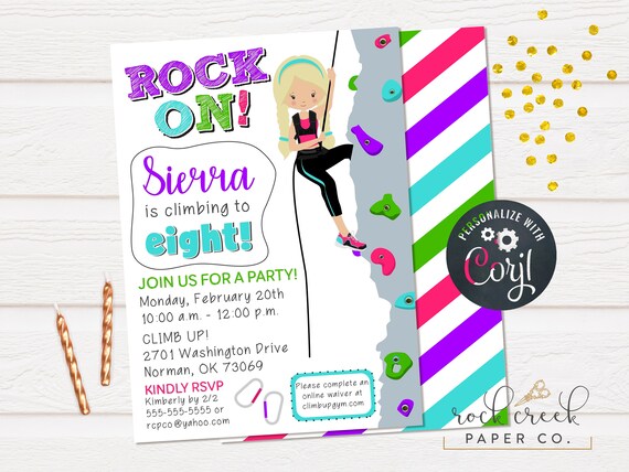 climbing wall birthday invitation rock climbing invitation rock wall climbing party digital birthday party invitation instant access digital birthday invitations