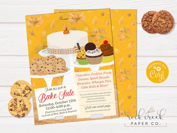 Fall Bake Sale Flyer, School Fundraiser, Charity Bake Sale, Halloween Bake Sale, Church Bake Sale, Digital Fundraiser Flyer, SAME DAY ACCESS Il_570xn