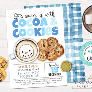 Cocoa & Cookies Invitation: Editable Holiday Party Template (Instant Digital Download, 5&quot;x7&quot;)