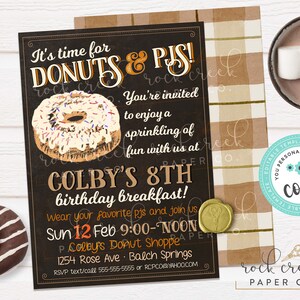 Donuts & Pajamas Birthday Invitation: Editable Breakfast Party Template (Instant Digital Download, 5&quot;x7&quot;)
