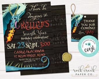 Dragon Birthday Invitation, Medieval Birthday Invitation, Dragon Fire Birthday Party, Editable Birthday Party Template, Instant Download