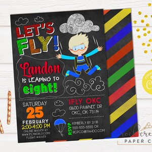 IFly Skydiving Invitation iFly Birthday Invitation Indoor | Etsy