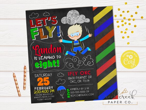 Ifly Skydiving Invitation Ifly Birthday Invitation Indoor