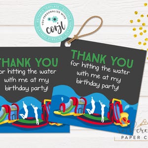Water Park Birthday Invitation, Editable Adventure Park Party Template (Digital Download) Tags Only