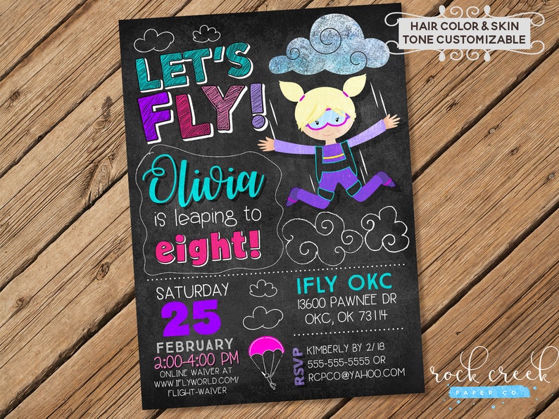 IFly Skydiving Invitation iFly Birthday Invitation Indoor | Etsy