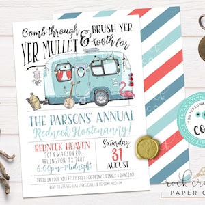 White Trash Bash Invitation, Redneck Hootenanny Invitation, Trailer Park Party, Trailer Trash, Editable Party Template, Instant Download
