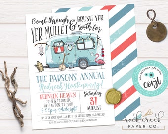 Redneck Hootenanny Invitation, Editable Trailer Park Party Template (Digital Download)