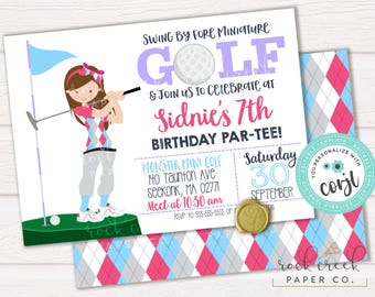 Miniature Golf Birthday Invitation, Editable Putt Putt Party Template (Digital Download)