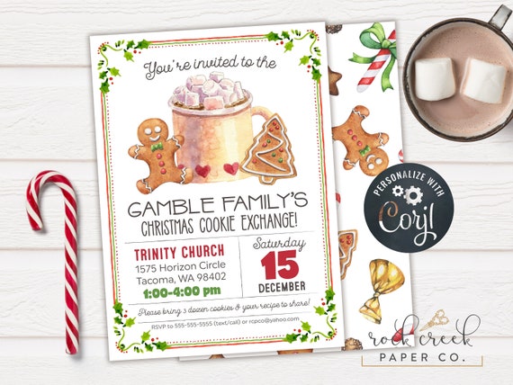Cookie Exchange Invitation, Holiday Cookie Exchange, Christmas Cookie Party, Cookie Recipe Exchange, Digital Party Invitation Il_570xn
