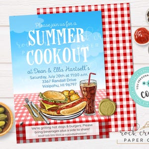 Country Barbecue Invitation, Editable Summer Cookout Template (Digital Download) Summer Cookout