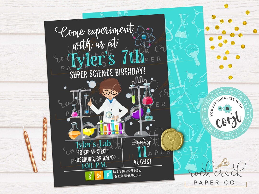 Mad Science Birthday Invitation, Science Birthday Party, Science ...