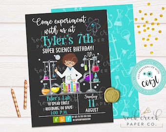 Mad Science Birthday Invitation, Science Birthday Party, Science Experiment Invitation, Editable Birthday Party Template, Instant Download