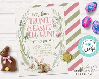 Easter Brunch Invitation: Editable Egg Hunt Party Template (Digital Download)