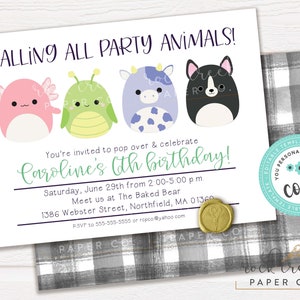 Squish Plush Birthday Invitation, Stuffed Animals Invitation, Squishmallows Party Invite, Editable Birthday Party Template, Instant Download
