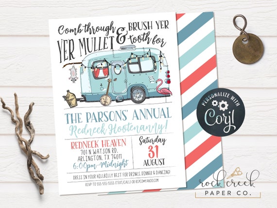White Trash Bash Invitation Redneck Hootenanny Invitation Etsy