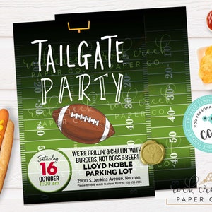 Tailgate Party Invitation, Tailgating Party Flyer, Football Party Invite, Editable Party Invitation, Instant Download