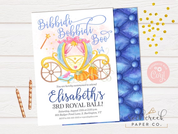 Cinderella's Coach Birthday Invitation, Watercolor Cinderella Invitation, Royal Ball, Digital Birthday Party Invitation, INSTANT ACCESS Il_570xn