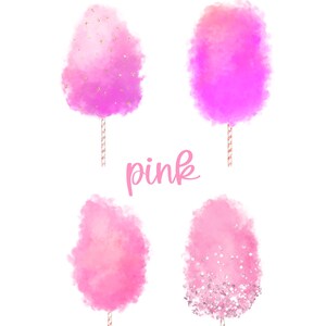 May include: Four pink cotton candy designs on white background. Each cotton candy is on a striped stick. The text "CHOOSE YOUR DESIGN" is at the top, and the word "pink" is written in cursive below the cotton candy.