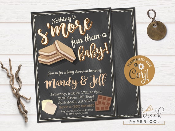 S'mores Baby Shower Invitation, Bonfire Baby Shower, Couples Baby Shower, Digital Baby Shower Invitation, INSTANT ACCESS Il_570xn