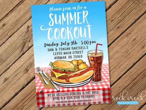 summer barbecue invitation summer cookout invitation etsy