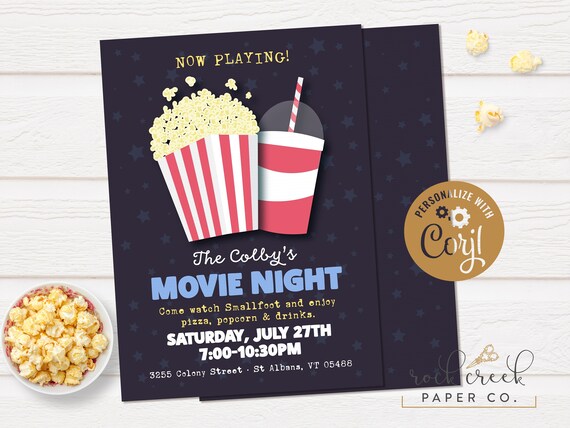 Backyard Movie Invitation Movie Night Invitation Backyard | Etsy