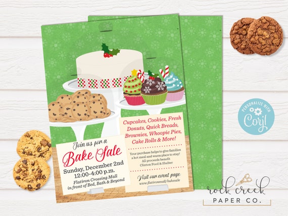 Holiday Bake Sale Flyer, School Fundraiser, Charity Bake Sale, Church Flyer, Christmas Bake Sale, Digital Fundraiser Flyer, SAME DAY ACCESS Il_570xn