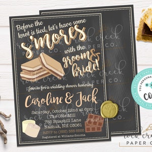 S&#39;mores Wedding Shower Invitation: Editable Couples Shower Template (Instant Digital Download, 5&quot;x7&quot;)