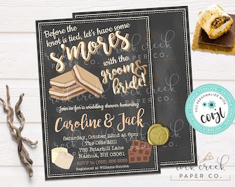 S'mores Brautparty-Einladung: Bearbeitbare Paare-Duschevorlage (Digitaler Download)