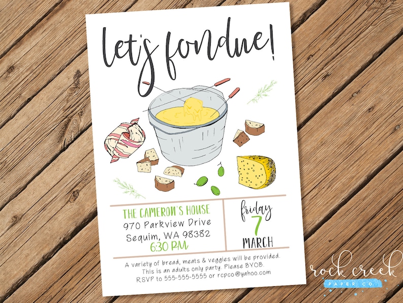 Let S Fondue Invitation Fondue Party Fondue Birthday Etsy