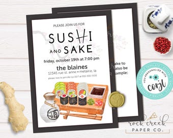 Sushi Party Invitation: Editable Maki Dinner Template (Instant  Download)