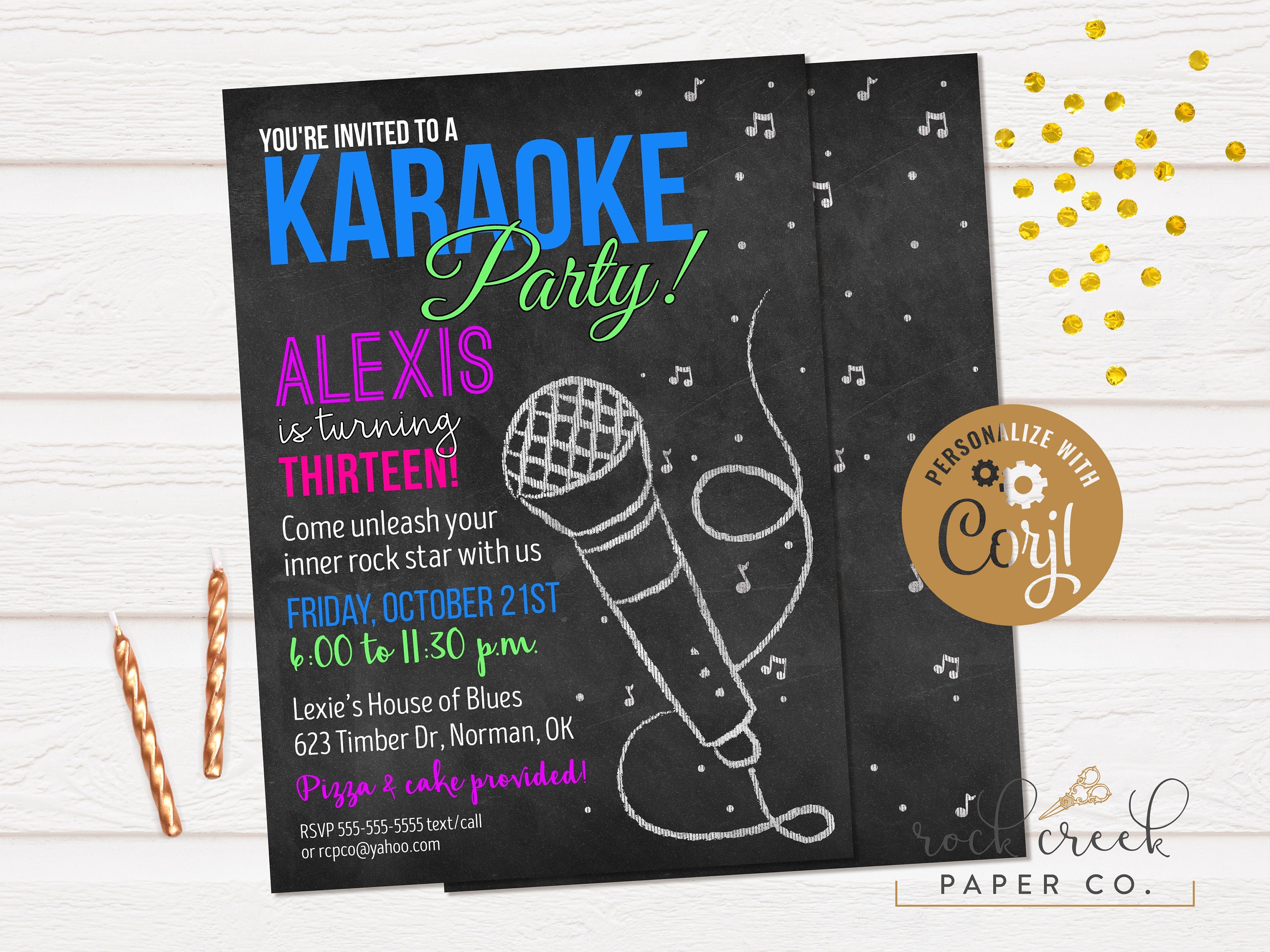 Karaoke Chalkboard Invitation Karaoke Birthday Party Karaoke | Etsy