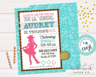 Cowgirl Birthday Invitation, Western Birthday Party, Horseback Riding invitation, Editable Birthday Party Template, Instant Download