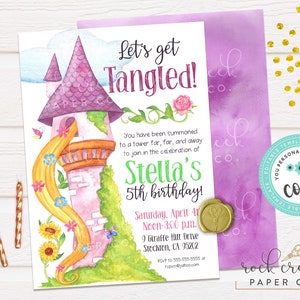 Rapunzel&#39;s Tower Birthday Invitation, Rapunzel Birthday Invitation, Tangled Party, Editable Birthday Party Template, Instant Download