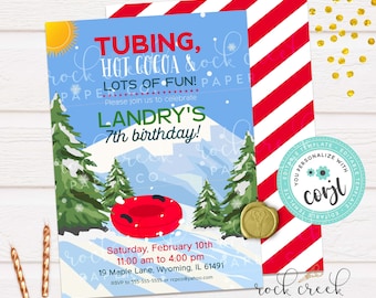 Snow Tubing Birthday Invitation: Editable Party Template (Digital Download)