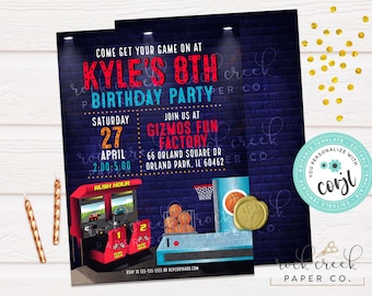 Arcade Birthday Invitation: Editable Party Template (Digital Download)