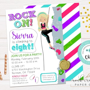 Climbing Wall Birthday Invitation, Rock Climbing Invitation, Rock Wall Climbing Party, Editable Birthday Party Template, Instant Download