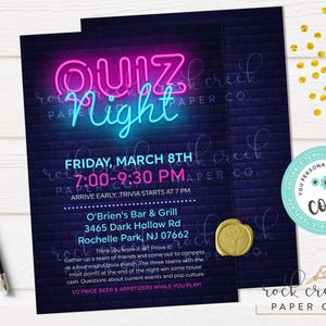 Quiz Night Invitation, Editable Event Template (Digital Download) 5x7 inches