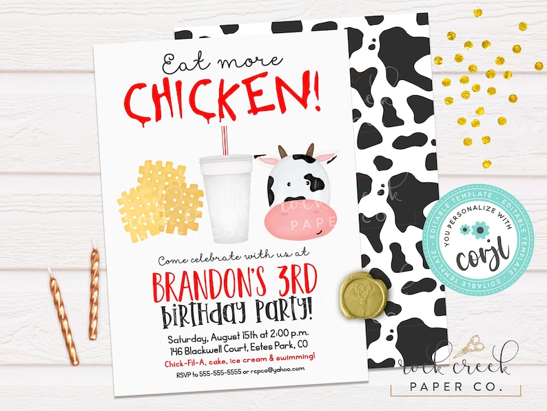 Eat More Chicken Invitation Template