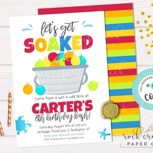 Water Balloon Birthday Invitation, Editable Party Template (Digital Download) White RGB