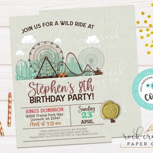 Amusement Park Birthday Invitation: Editable Party Template (Instant Digital Download, 5&quot;x7&quot;)