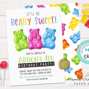 Gummy Bears Birthday Invitation, Gummy Candy, Digital Template, Instant Download