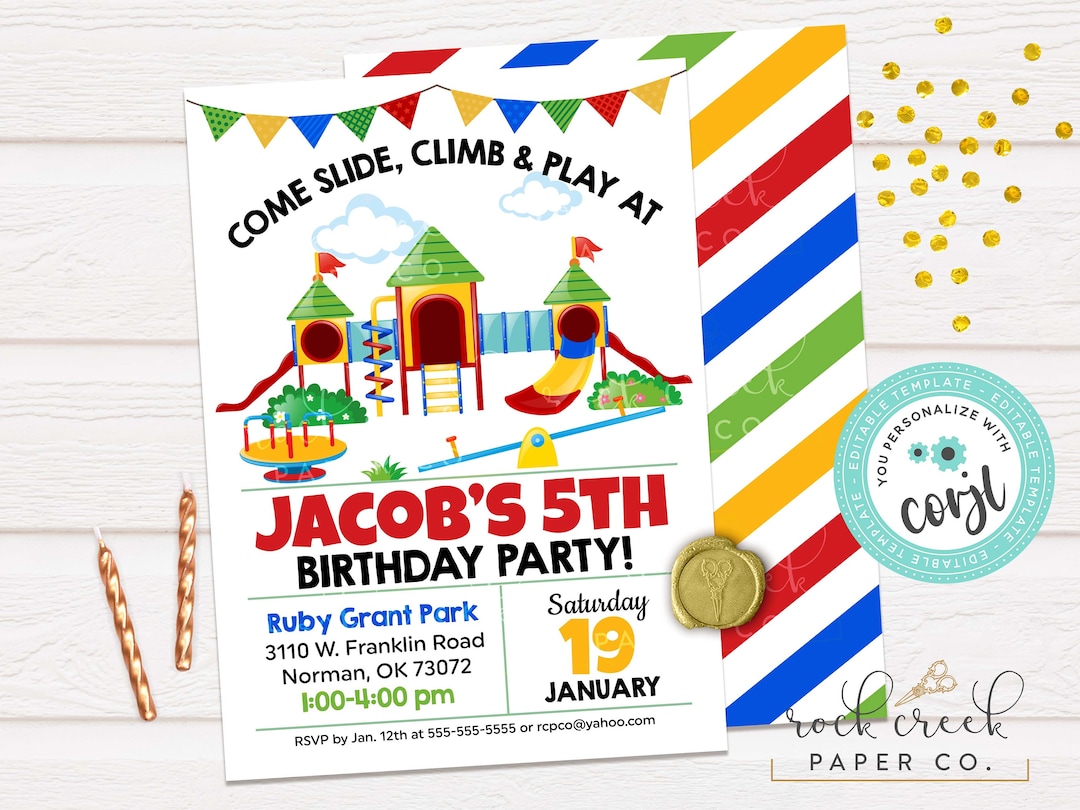 Playground Birthday Invitation: Editable Party Template (instant ...
