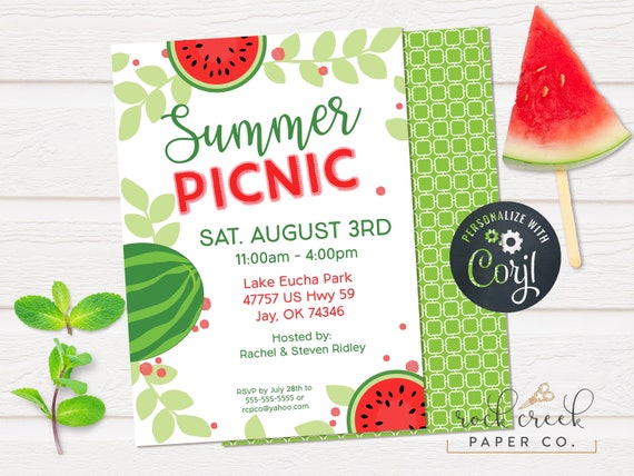 Summer Picnic Invitation, Park Picnic Invitation, Summer Bash, Digital Event Invitation, INSTANT ACCESS Il_570xn