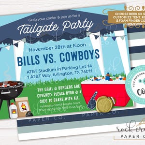 Tailgate Party Invitation: Editable Football Party Template (Instant Digital Download, 7&quot;x5&quot;)