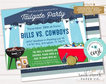 Invitación para fiesta previa al partido: Plantilla editable para fiesta de fútbol (descarga instantánea)