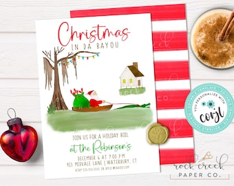 Christmas in da Bayou Invitation, Editable Holiday Party Template (Digital Download)
