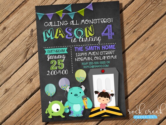 monsters inc birthday invitation monsters inc birthday party printable birthday invite