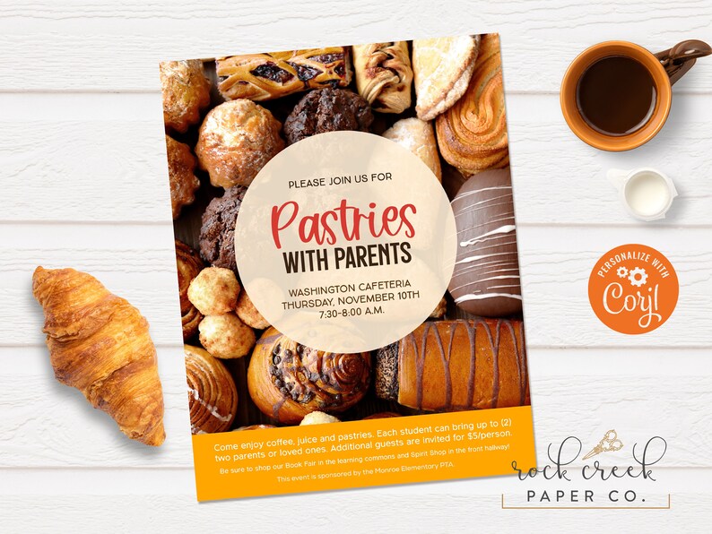 Pastries With Parents Flyer Pastries Breakfast Invitation Etsy