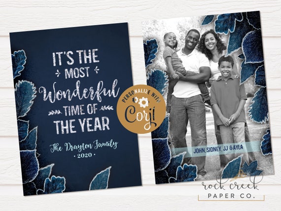 Frosted Leaves Photo Christmas Card, Photo Christmas Card, Religious Christmas Photo Card, Holiday Photo Card, INSTANT ACCESS Il_570xn